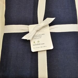 **Pottery Barn Belgian Flax Linen Shower Curtain Midnight Blue NWT